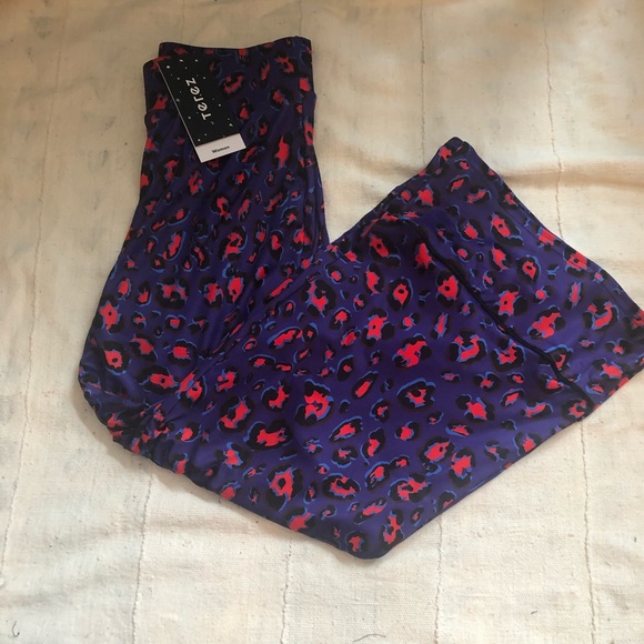 Terez Electric Cheetah Wide Leg Pants Blue Purple - Picture 9 of 16